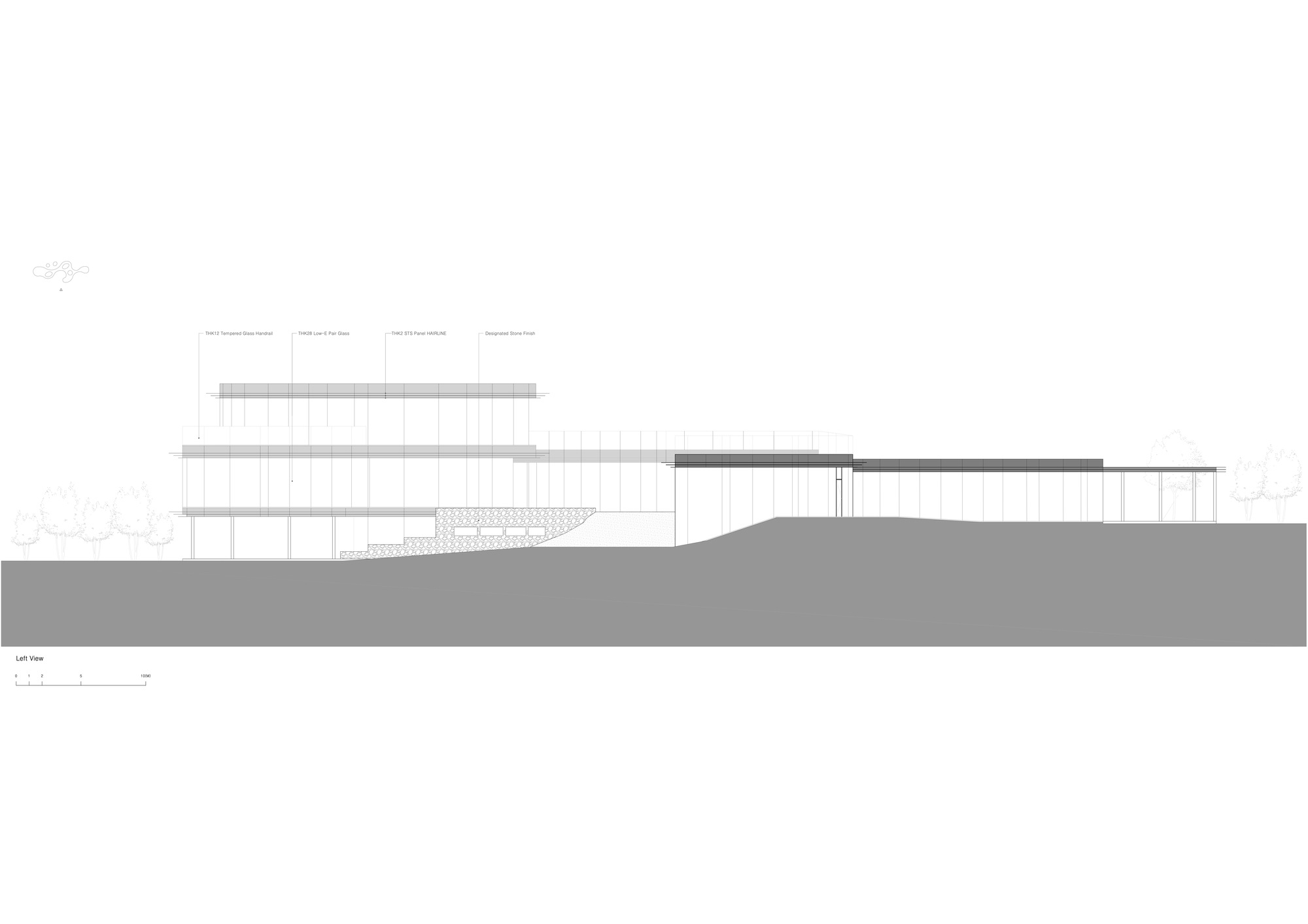 剖面圖 Section 韓國複合文化空間蔚山市蔚州郡「MIGIUI」Architect-K