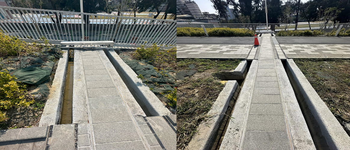 天棚覆土綠化的收邊溝渠應可設計為有利生物多樣性的多孔隙空間