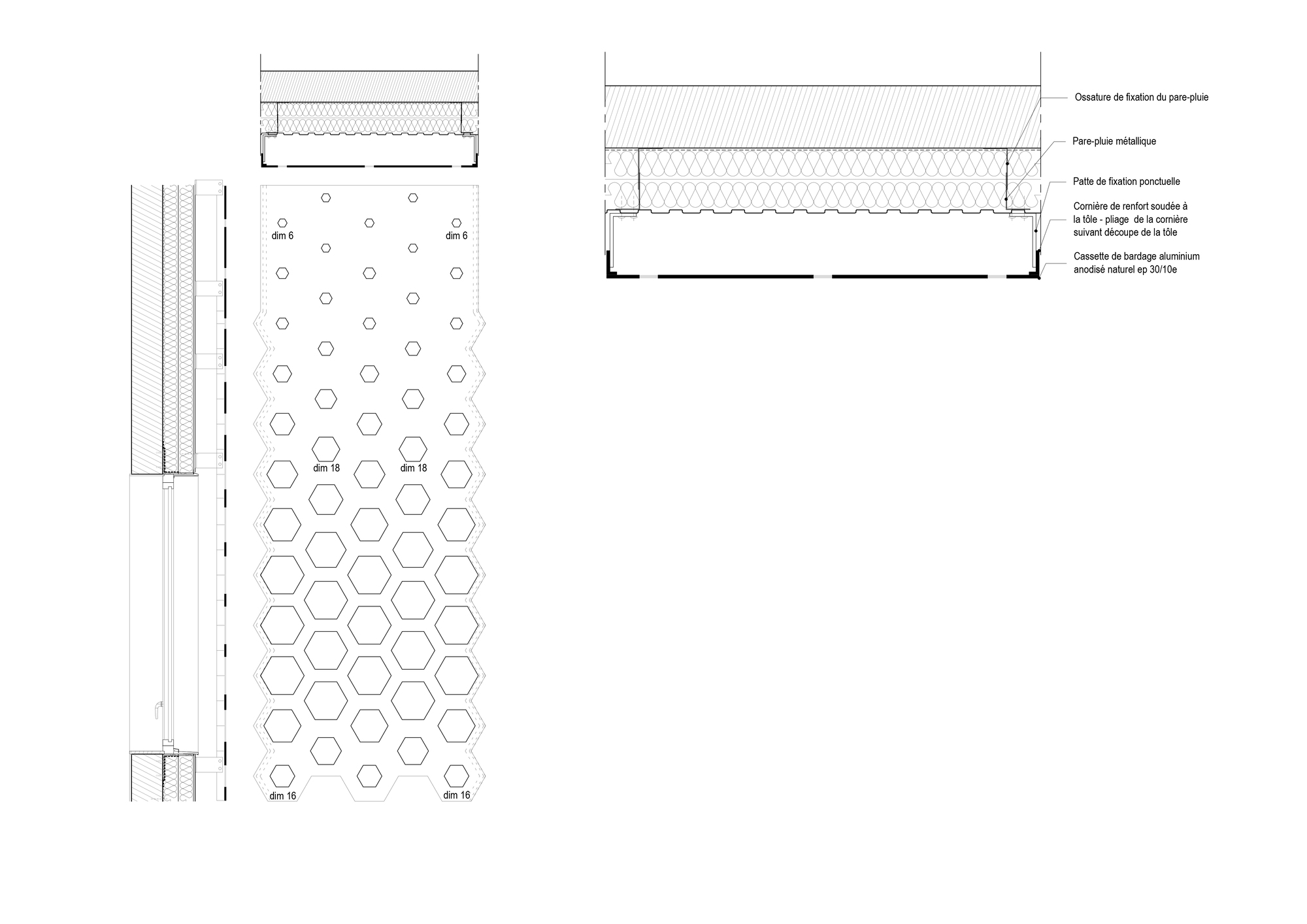 立面沖孔板大樣圖 法國警察局 Épernay Police Station Explorations Architecture