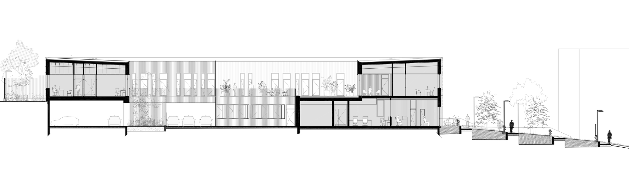 法國警察局 Épernay Police Station Explorations Architecture 剖面圖 Section
