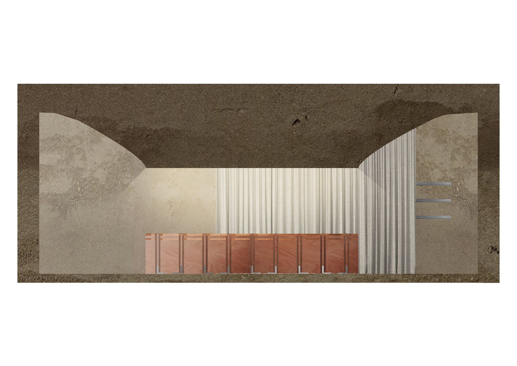 剖面圖 Section Mosca Bianca Ceramic Workshop 室內設計 義大利 帕多瓦 Padua Italy Atelier Architettura Chinello Morandi