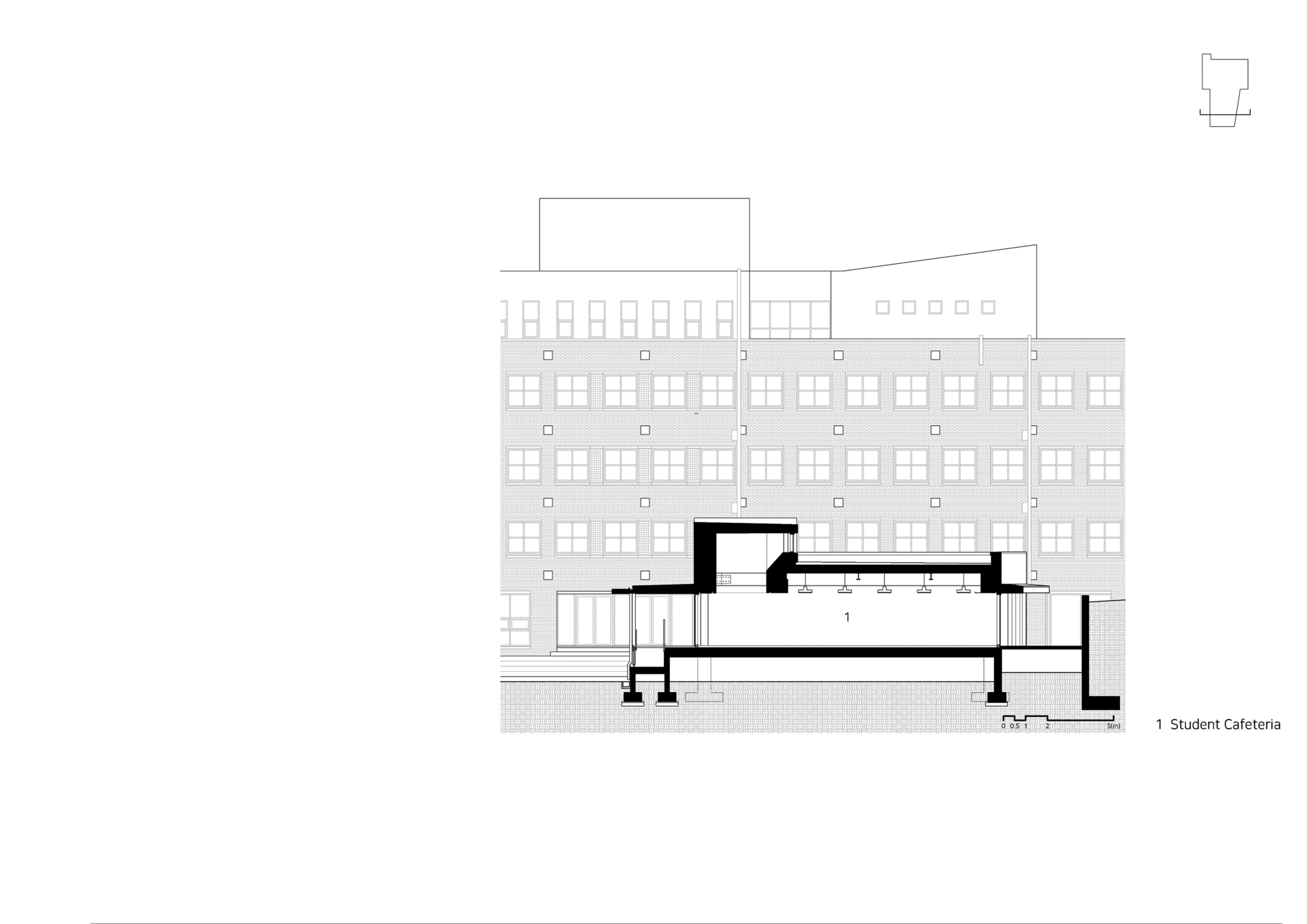 B GROUND ARCHITECTS 韓國首爾市蘆原區未來產業科學高等學校 (미래산업과학고등학교) 食堂增建工程 剖面圖 Section