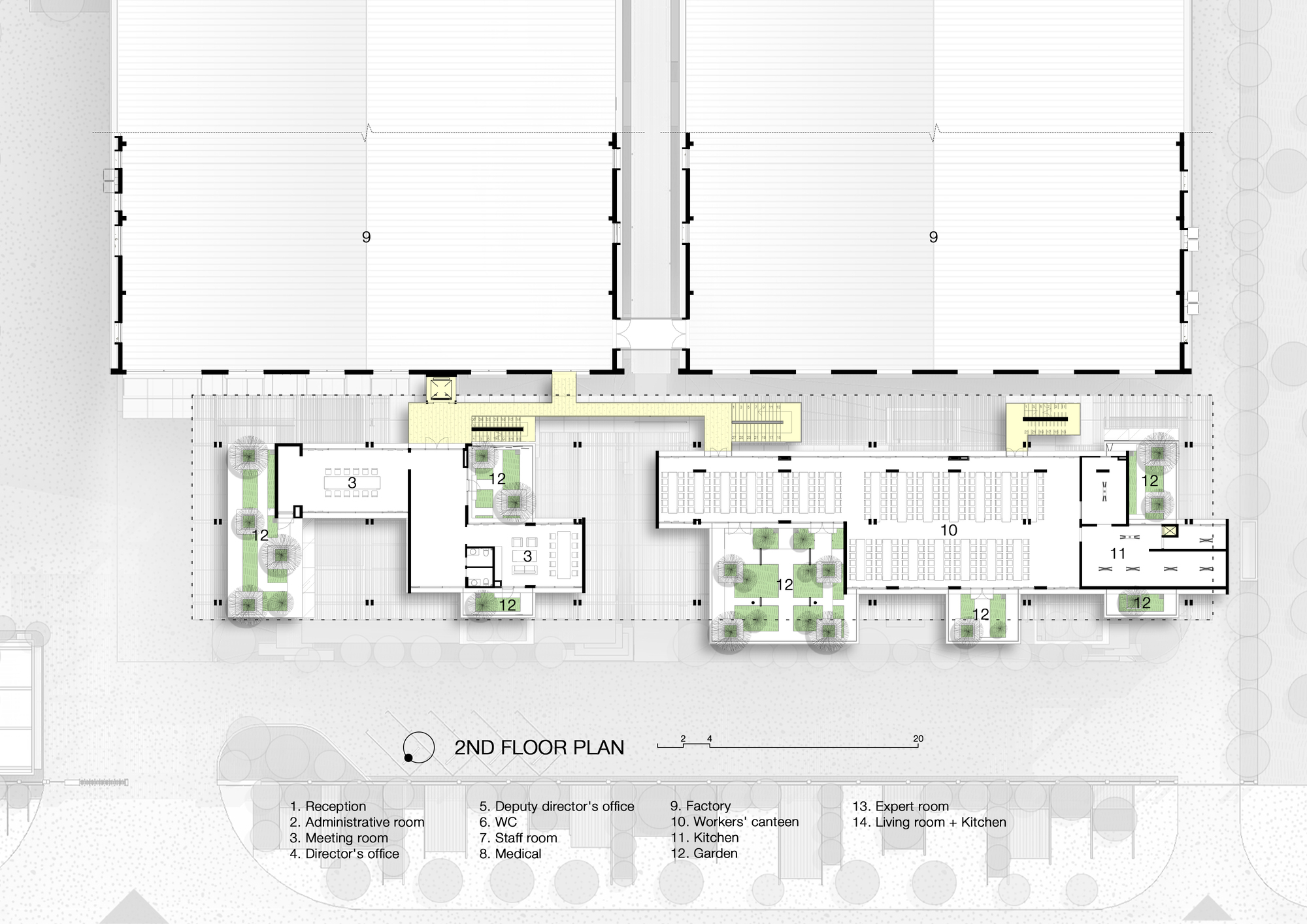 2層平面圖 2F Plan Textile Factory Office 紡織工廠辦公大樓 峴港 越南廠辦 Ho Khue Architects