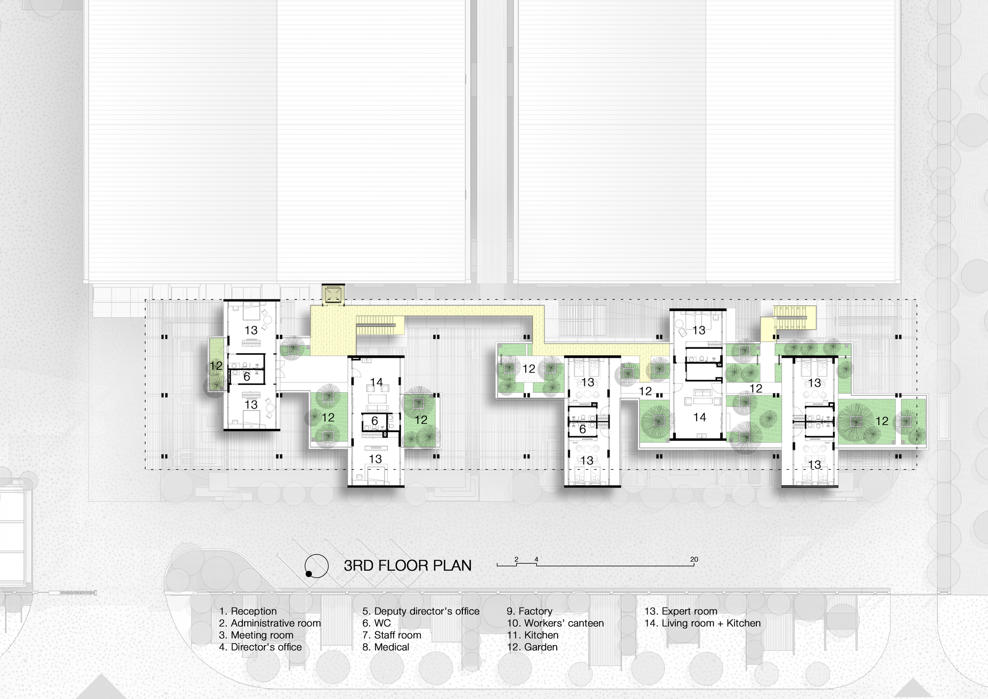 Textile Factory Office 紡織工廠辦公大樓 峴港 越南廠辦 Ho Khue Architects 3層平面圖 3F Plan