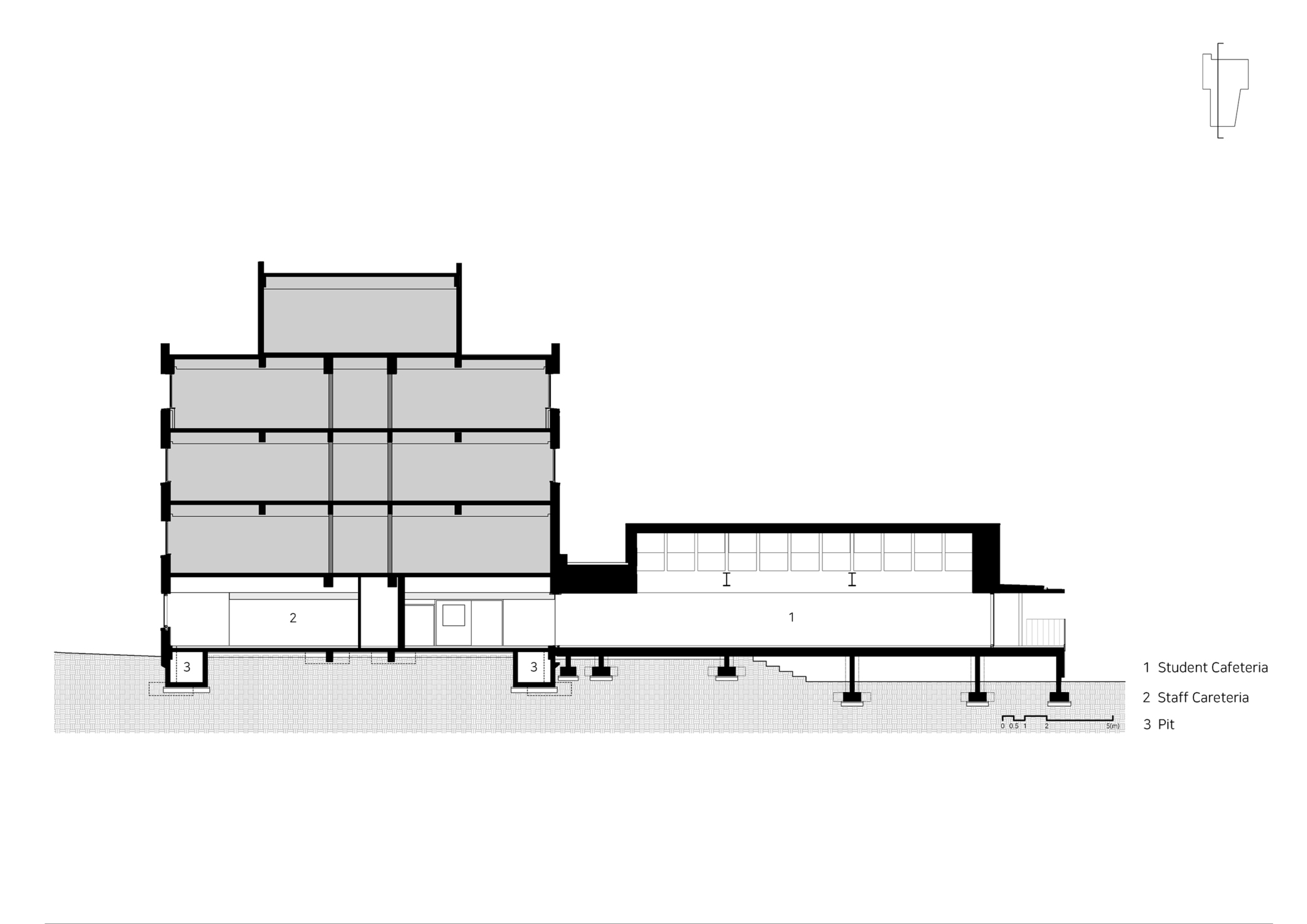 剖面圖 Section B GROUND ARCHITECTS 韓國首爾市蘆原區未來產業科學高等學校 (미래산업과학고등학교) 食堂增建工程