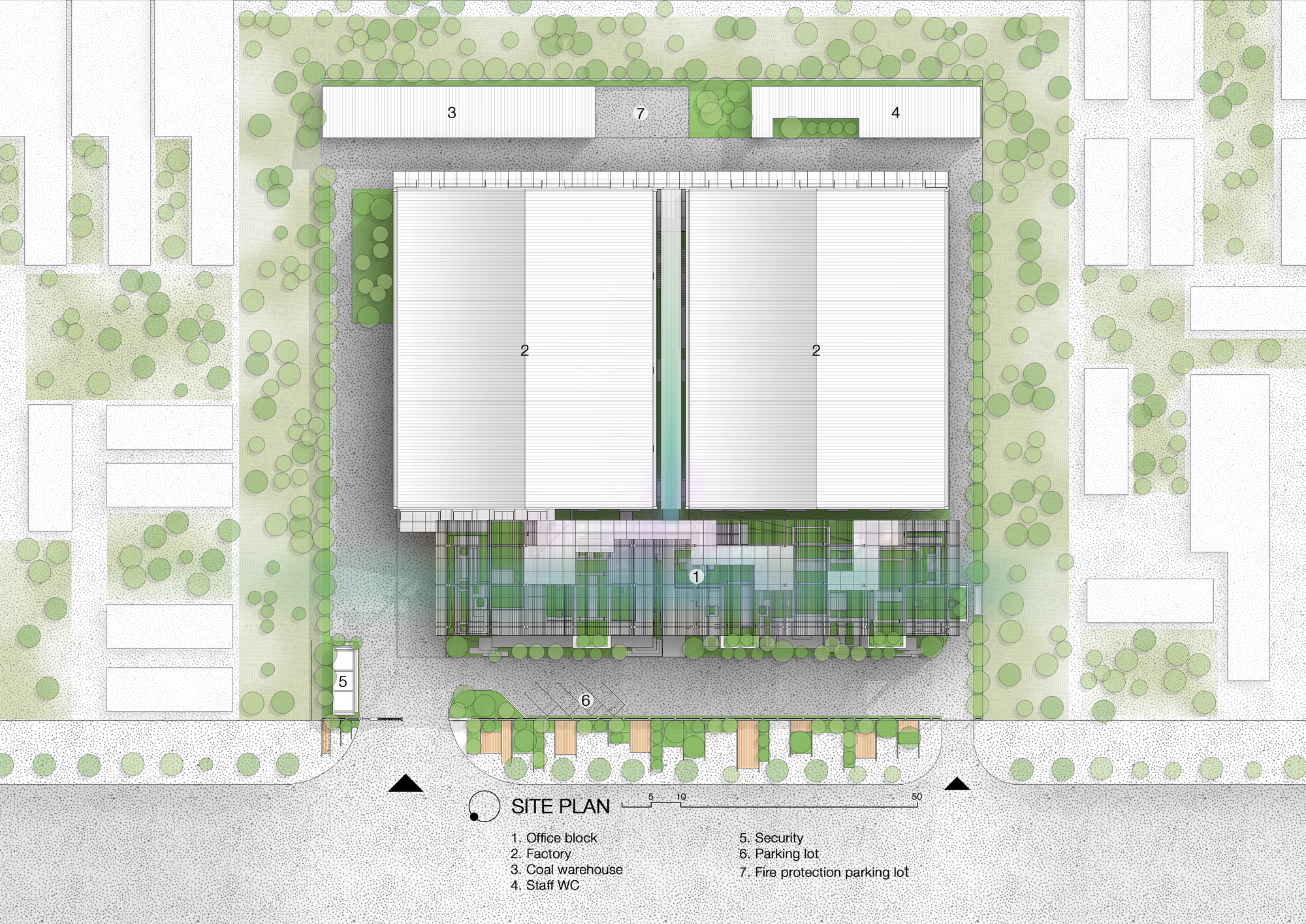 基地平面圖 Site Plan Textile Factory Office 紡織工廠辦公大樓 峴港 越南廠辦 Ho Khue Architects