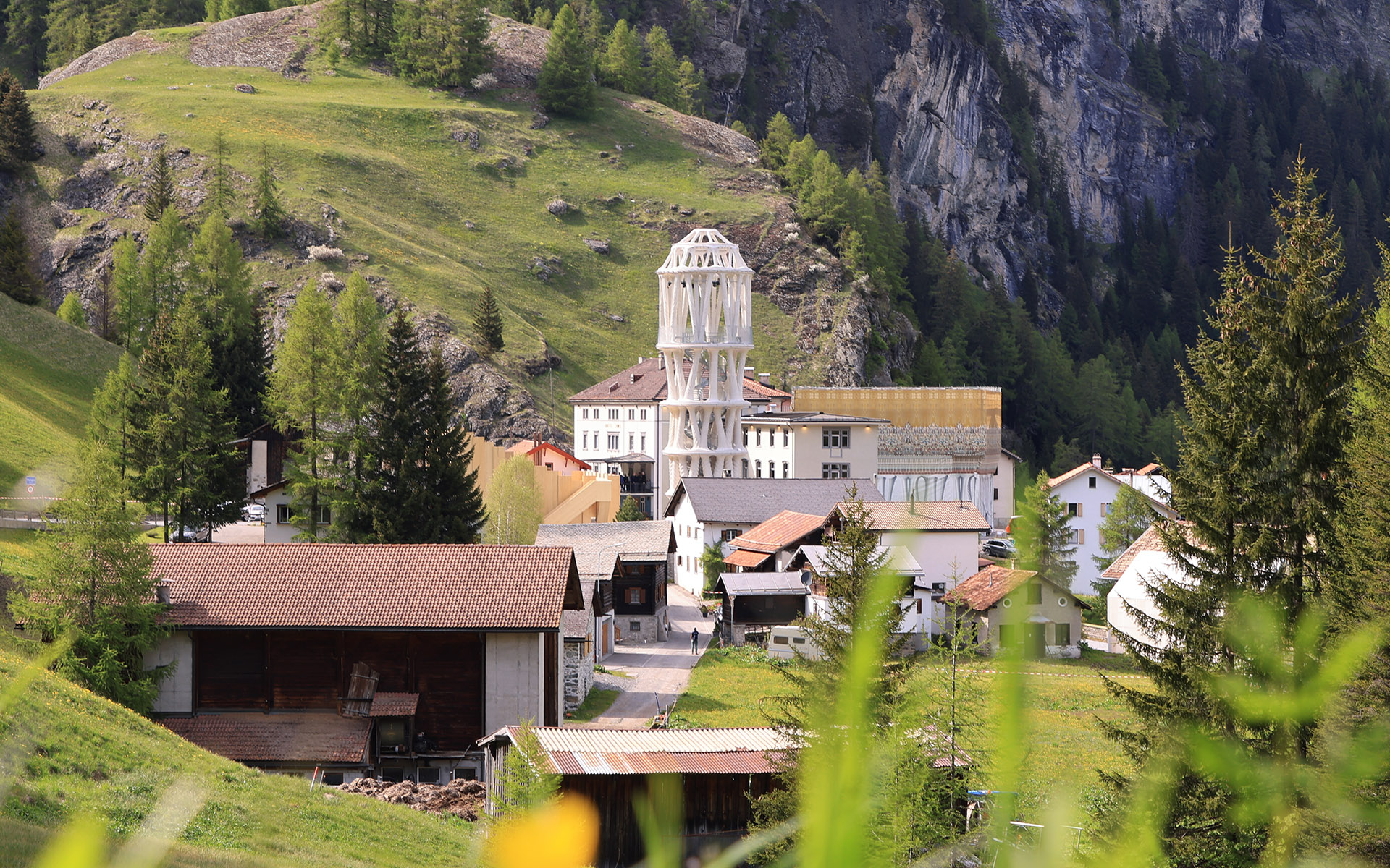 瑞士穆倫斯 Mulegns Tor Alva 白色巨塔 3D列印 printing