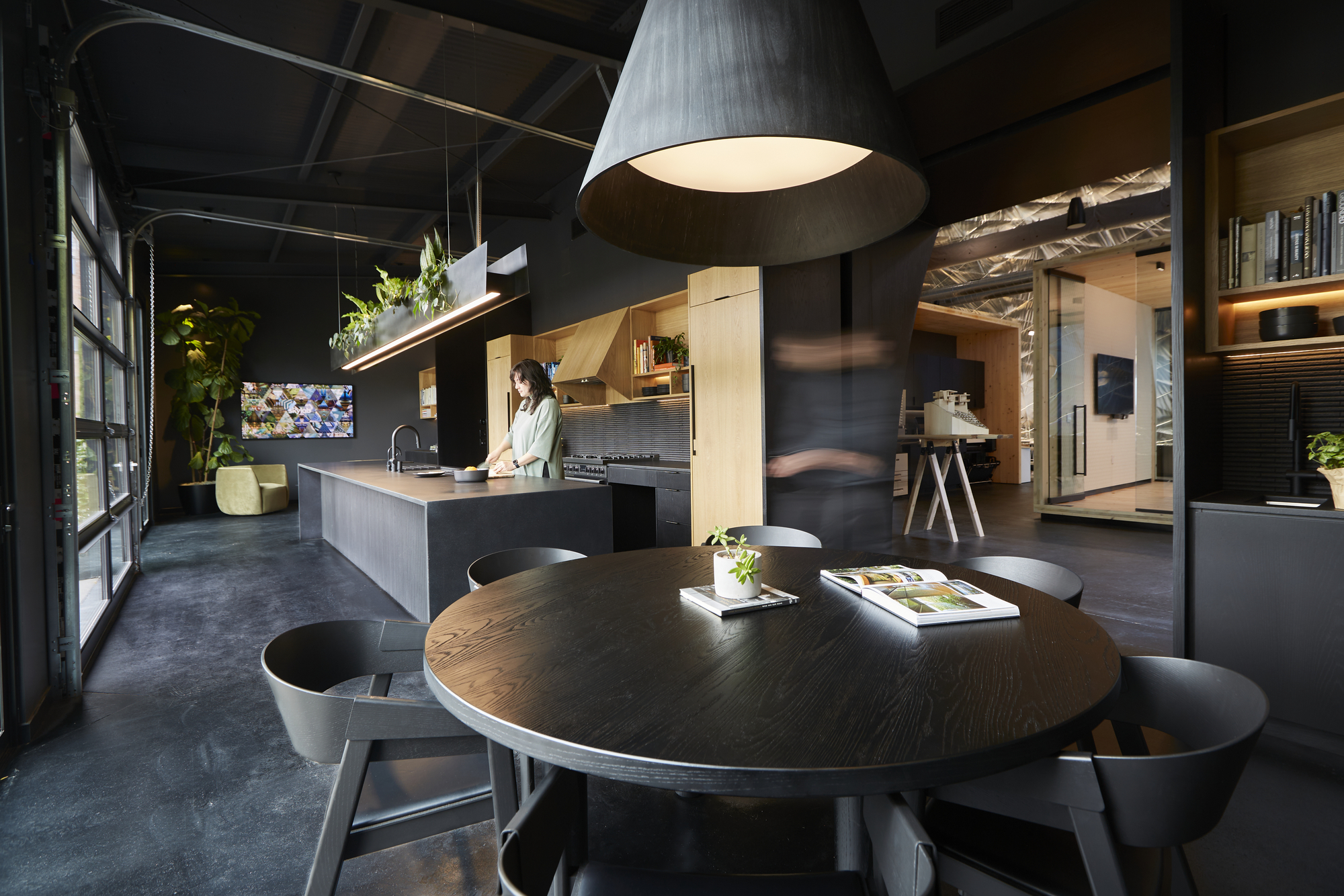 Skylab Headquarters + SkylabSHOP / Skylab Architecture 美國舊工業建築改造 辦公室 - Interior Photography, Wood, Lighting, Table, Chair, Countertop