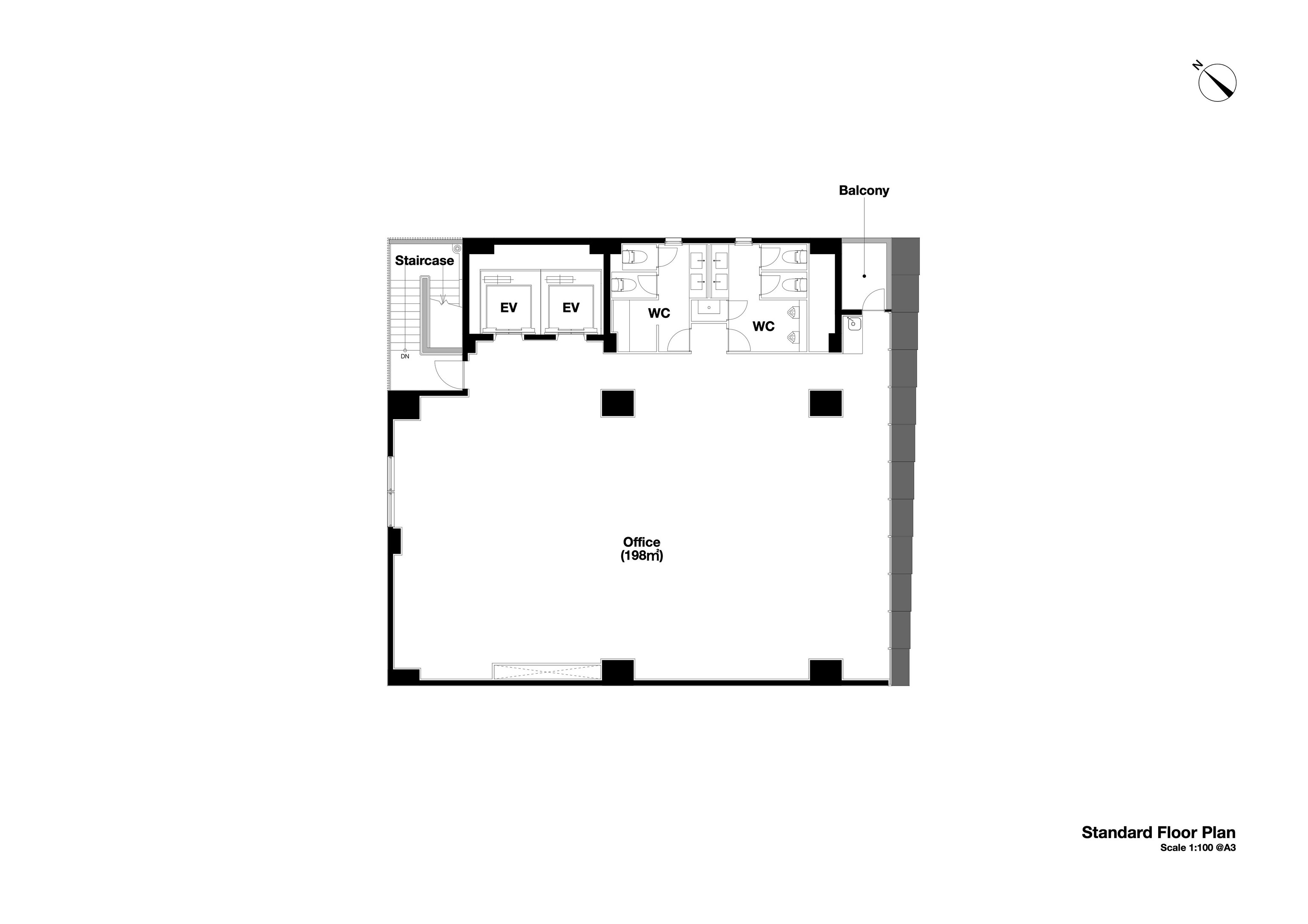 迫慶一郎 Keiichiro Sako SAKO建築設計工場 SAKO Architects 福岡 VECTORS in Fukuoka 辦公大樓 標準層平面圖 Plan
