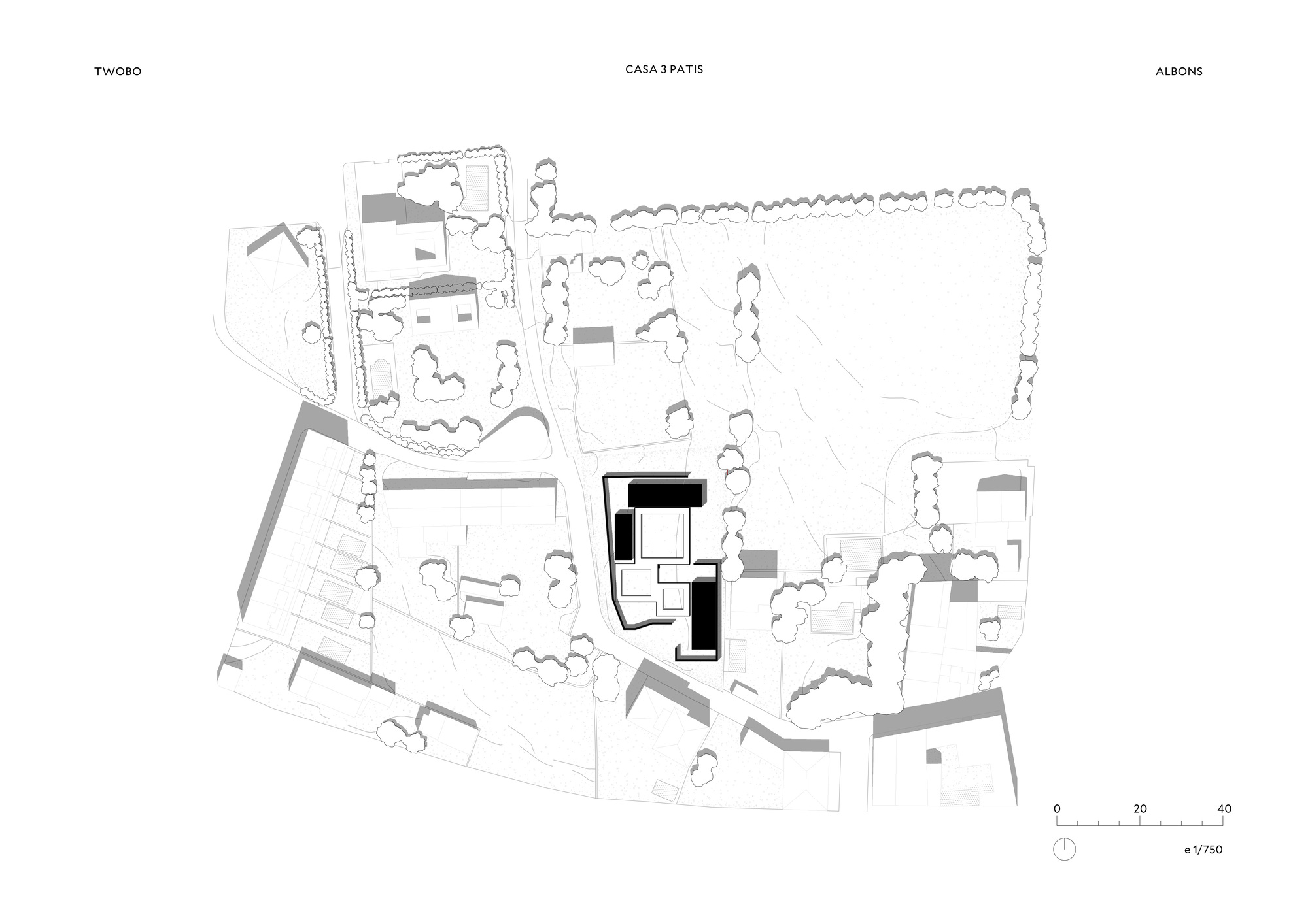 TwoBo arquitectura Spain 西班牙 Tres Patis House 私人住宅 基地平面圖 Site Plan