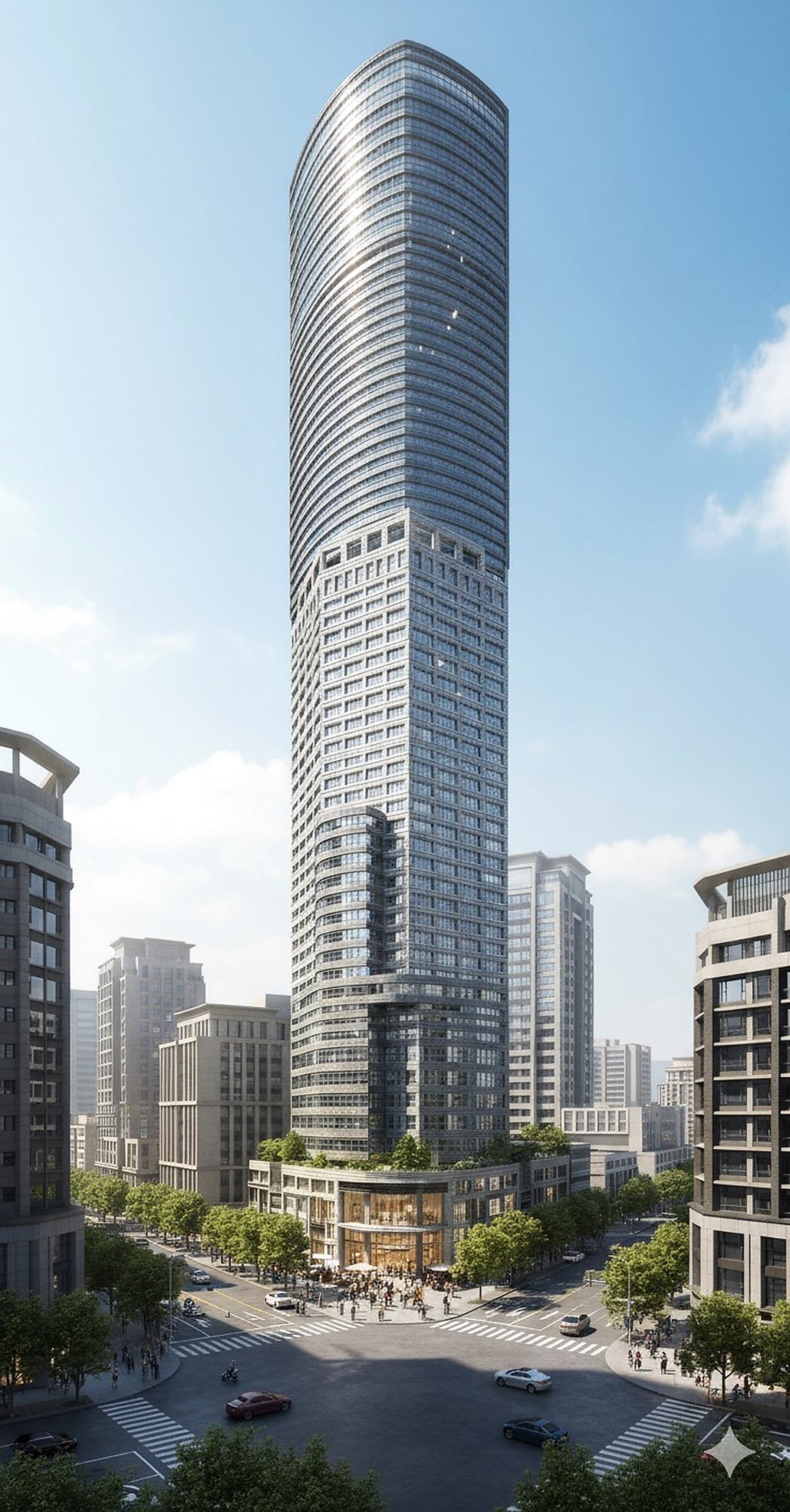 鄉林世紀摩天大樓，基地位於與勤美誠品隔著草悟道相望的停車場