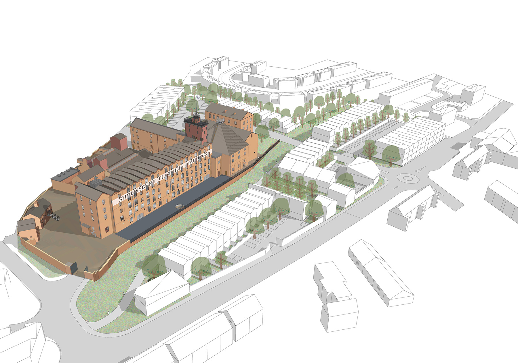 SHREWSBURY FLAXMILL MALTINGS MASTER PLAN (Image courtesy of Feilden Clegg Bradley Studios)
